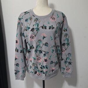 Karen Scott Floral Patterned Gray Sweater